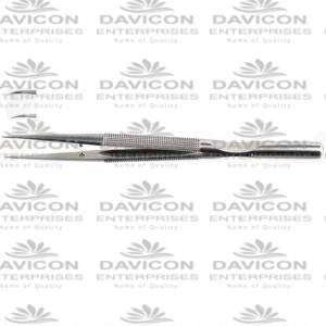 Micro Forceps 15cm 0.3mm Round Handle Angled