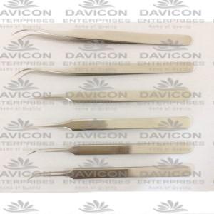 STRAIGHT & CURVED POINT TIP HAIR TWEEZERS SET5