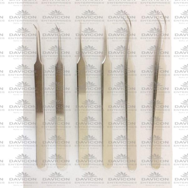 STRAIGHT & CURVED POINT TIP HAIR TWEEZERS SET5