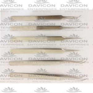 STRAIGHT & CURVED POINT TIP HAIR TWEEZERS SET5