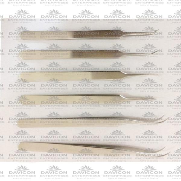 STRAIGHT & CURVED POINT TIP HAIR TWEEZERS SET5