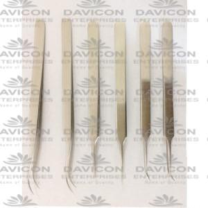 STRAIGHT & CURVED POINT TIP HAIR TWEEZERS SET5