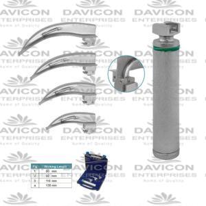 Macintosh laryngoscope set Fiber Optic With battery handle