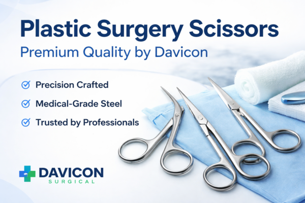 Plastic surgery scissors made from premium medical-grade stainless steel by Davicon Surgical