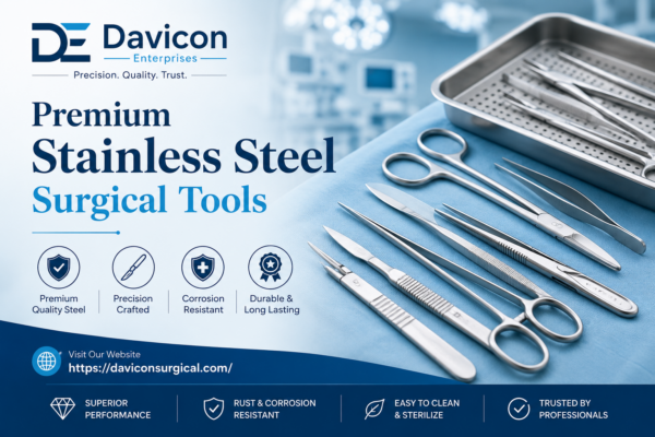 Premium stainless steel surgical tools including forceps, scissors, and precision medical instruments used in surgery and aquascaping applications